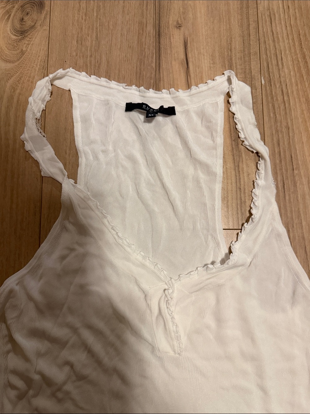 Gucci Cream Ribbed Racerback Tank Top - Picture 2 of 7